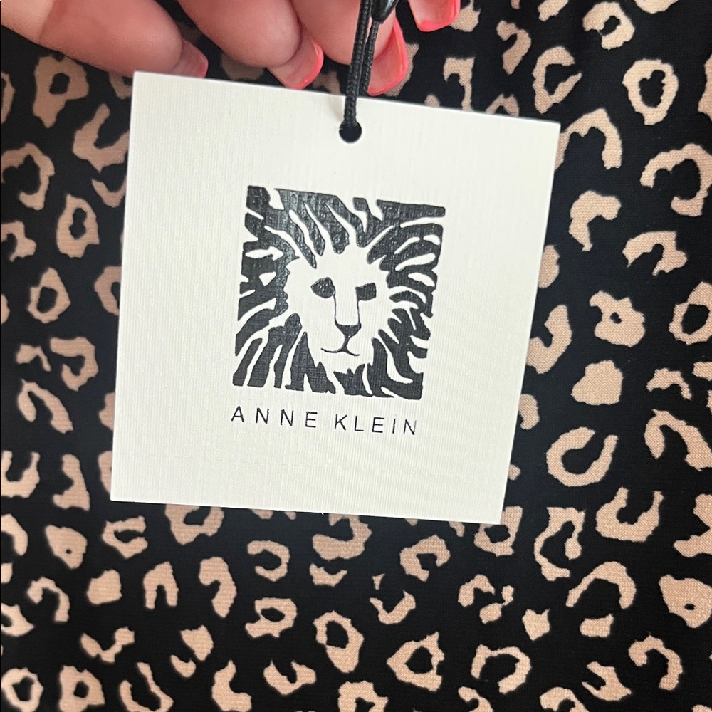 Anne Klein Black and Tan  Animal Print Blouse - Picture 3 of 7